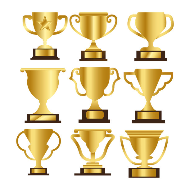 金奖杯图标标志标志捆绑集图片下载