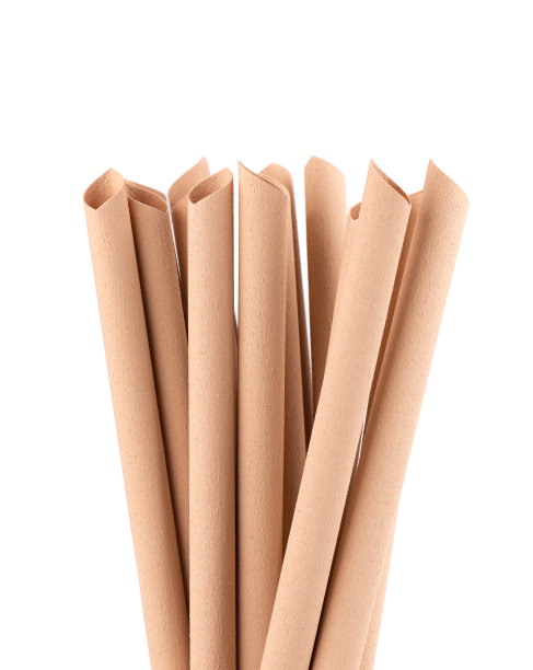 竹纤维吸管，孤立在白色背景上。环保竹吸管，环保意识理念。关闭了。图片下载