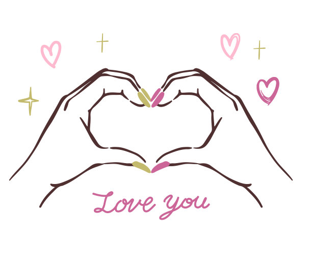 可爱女孩手势插图。哈特。图片下载