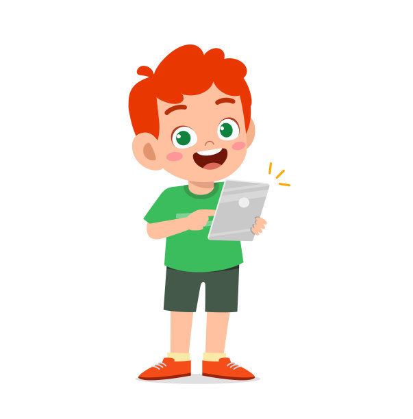 可爱的小男孩使用智能手机和互联网图片下载