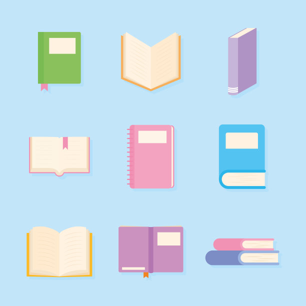 蓝色背景上的一捆书图标图片下载