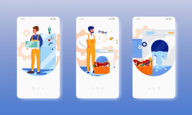 厨房及家电维修、保养。移动应用屏幕，矢量网站横幅模板。UI，网站设计图片下载