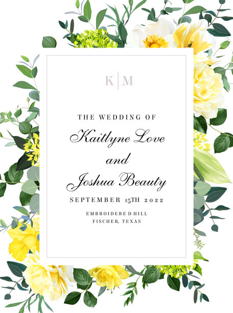 优雅的婚礼卡片与夏季鲜花图片下载