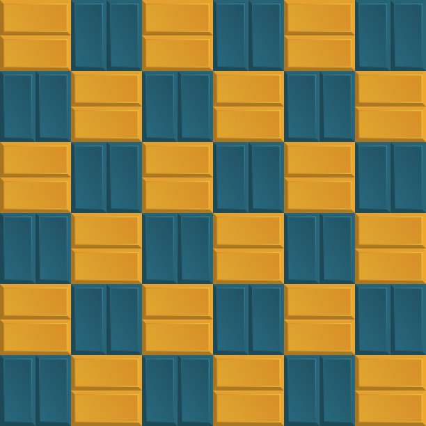 矢量无缝路面纹理。蓝色和黄色的街道人行道无缝背景。彩色逼真的铺路板。几何马赛克街道瓷砖无缝图案。石地砖。前视图。图片下载