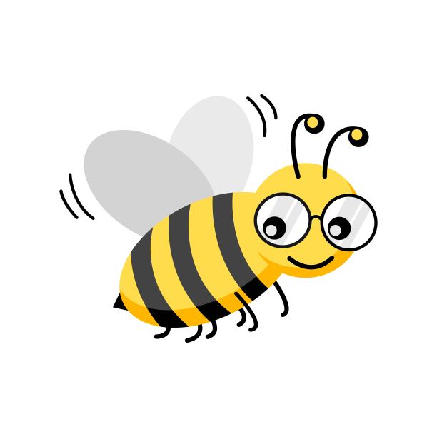 飞行的蜜蜂图标与孤立的白色背景。矢量插图可爱的卡通人物。图片下载