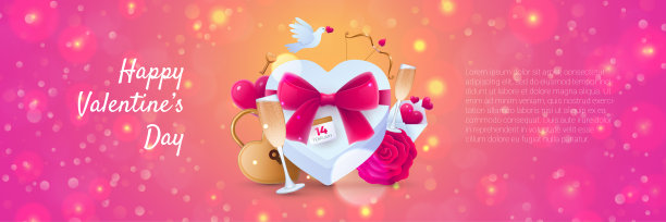 情人节促销横幅快乐图片下载