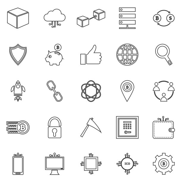 区块链line图标在白色背景图片下载