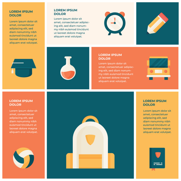 回到学校信息图网格平面设计图片下载