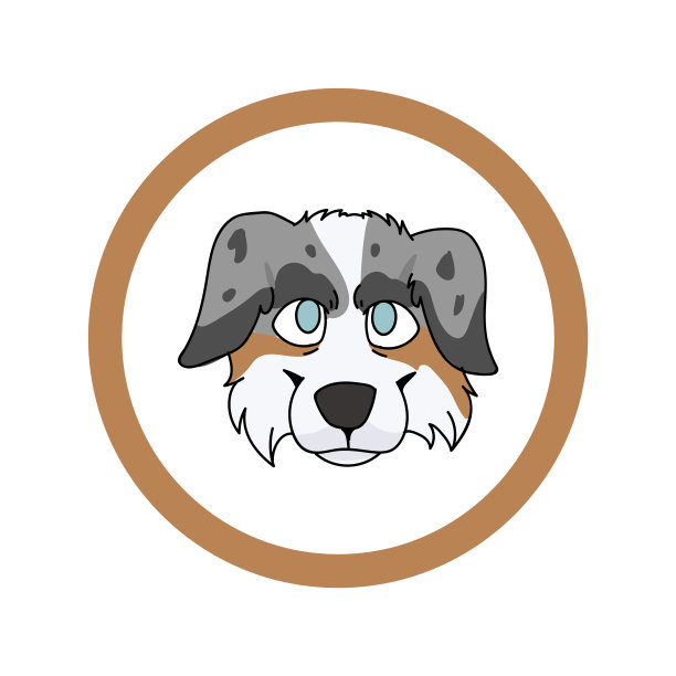 可爱的卡通澳大利亚牧羊犬矢量剪贴画。纯种犬舍犬品种为爱狗者。纯种家养小狗，宠物客厅插图吉祥物。孤立的犬类。图片下载