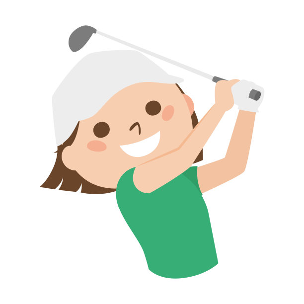 一个年轻人戴着面具打高尔夫球的插图。男人们在高尔夫俱乐部挥杆。图片下载