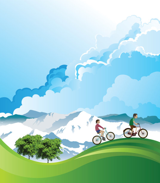 夏季高山骑行度假图片下载