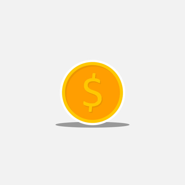 金币白色描边阴影图标孤立图片下载