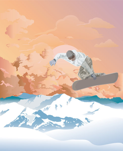 黎明时分在山上滑雪图片下载