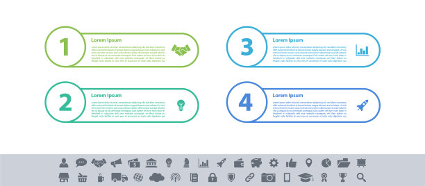 具有4个步骤的信息图设计商业概念图片下载