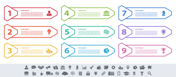 信息图设计的商业概念有9个步骤图片下载