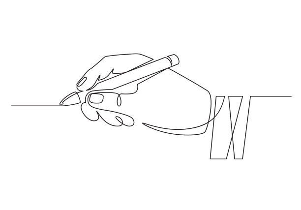 手用笔连续一行商人图片下载