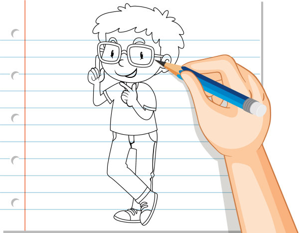 手写的书呆子男孩的轮廓图片下载