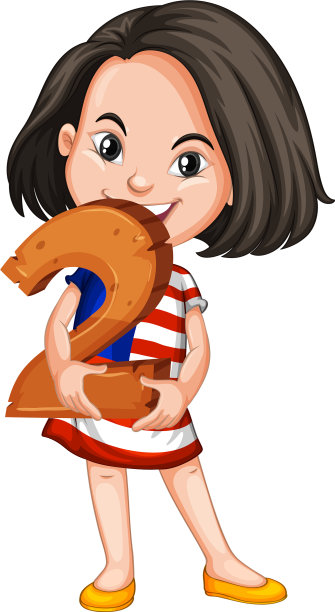 亚洲女孩拿着数学第二名图片下载