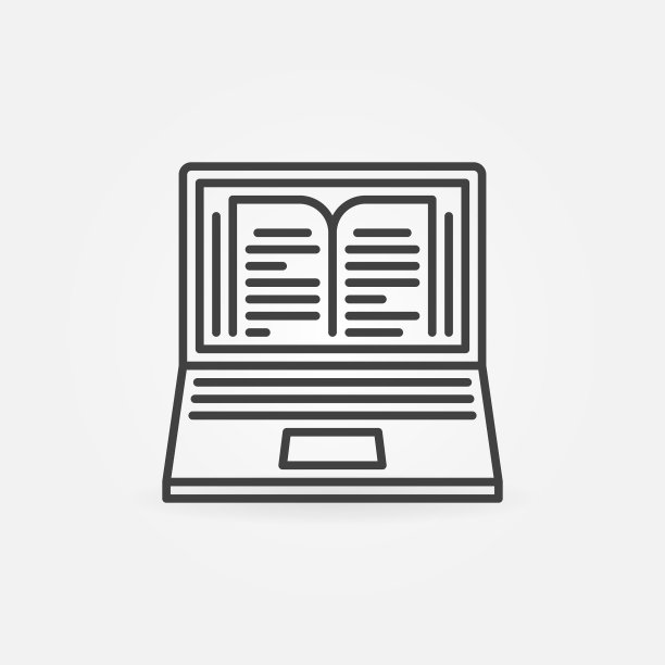 笔记本电脑与书的屏幕大纲概念图片下载