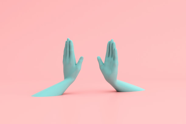 手势的时尚场景，最小的概念，3d渲染。图片下载