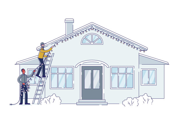 圣诞装饰户外两个人把玩图片下载