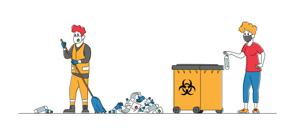 女主人公把covid废弃物扔到垃圾箱里图片下载