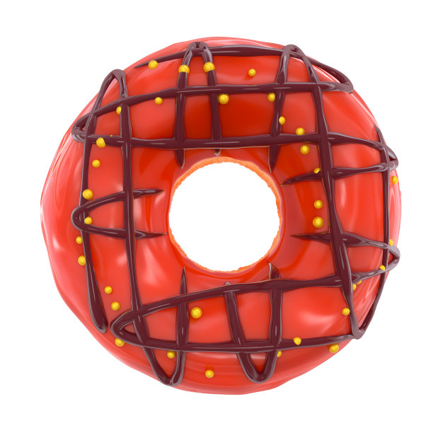 釉面甜甜圈与点缀在白色背景前视图图片下载