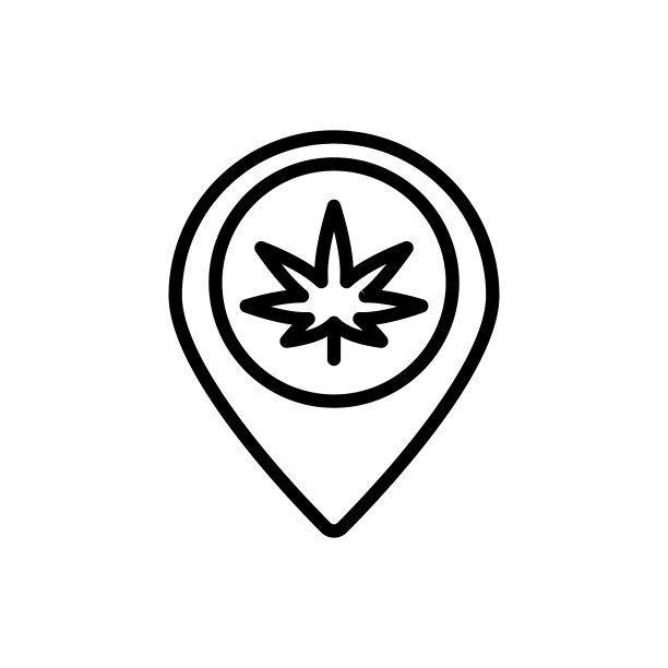 大麻定位大头针图标简单线条轮廓图片下载