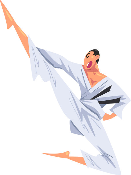 男子空手道做秋千踢男性空手道战士图片下载