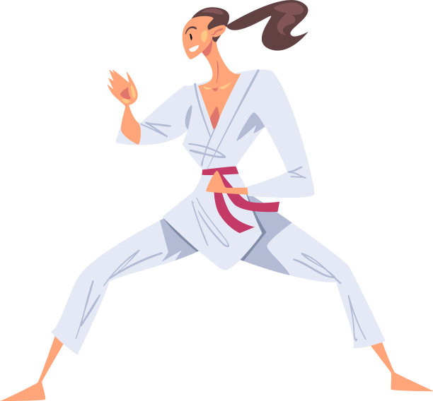 穿着白色和服的女孩空手道战士角色图片下载