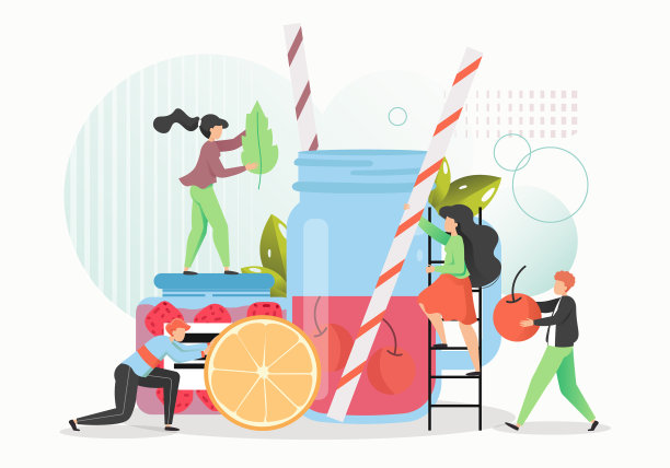 小人在做夏日水果鸡尾酒图片下载