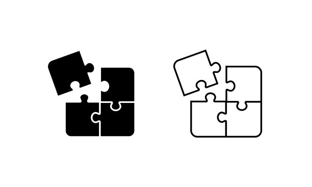 四个拼图块图标团队概念上图片下载