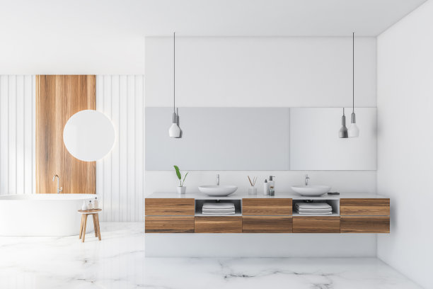 白色木质浴室内饰图片下载