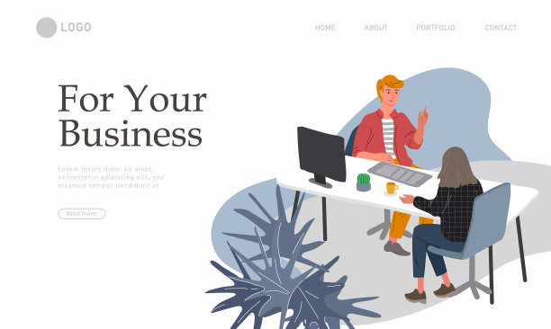 商务登陆页面模板与办公室工作人员图片下载