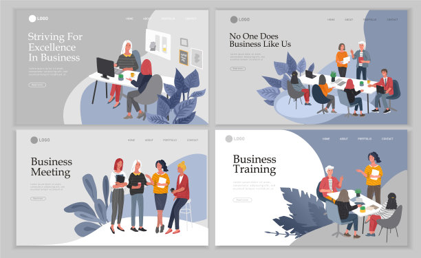 商务登陆页面模板与办公室工作人员图片下载