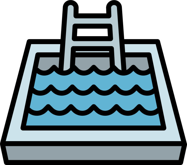 室内游泳池图标轮廓风格图片下载