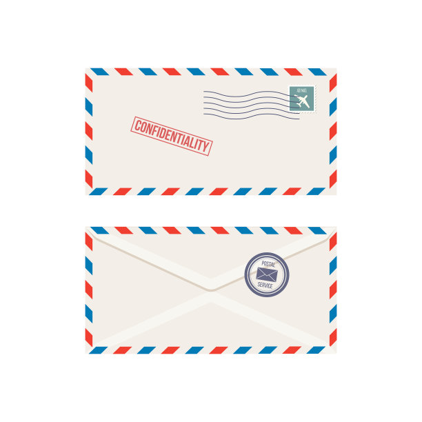 前和后视图空白信封模型图片下载