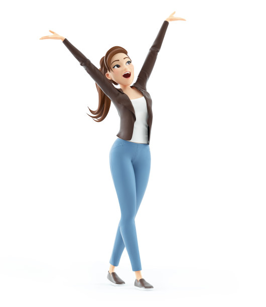 举起手臂的3d卡通女人图片下载