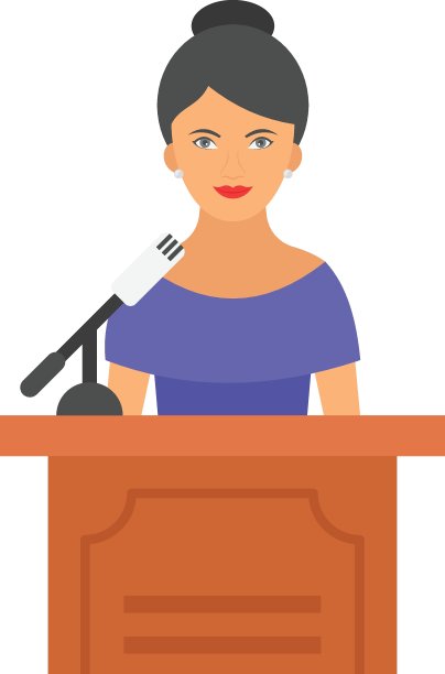 主题笔记演讲者概念，人力资源管理符号在白色背景，公司秘书简要按矢量彩色图标设计，经理和讲台设计，商业人物股票插图图片下载