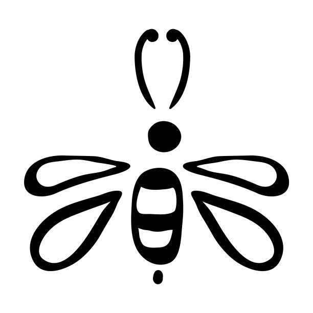 一只蜜蜂的手绘剪影图片下载