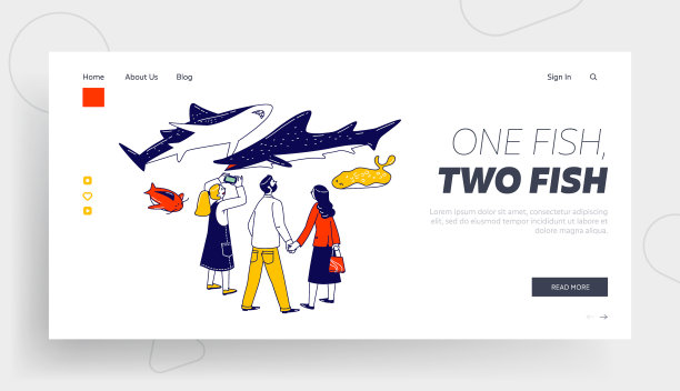 游览水下动物登陆页面模板图片下载