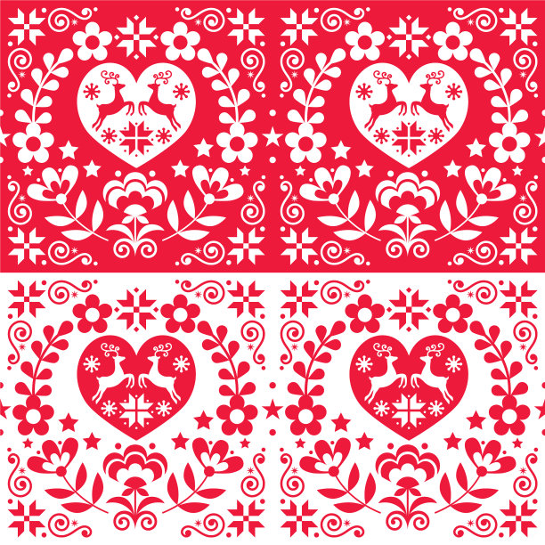 圣诞斯堪的纳维亚无缝图案图片下载