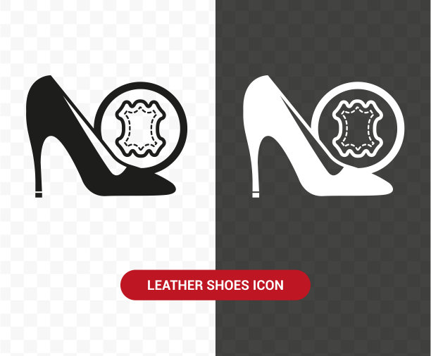 用皮革制成的高跟鞋的图标。图片下载