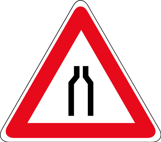 交通标志道路两侧狭窄图片下载