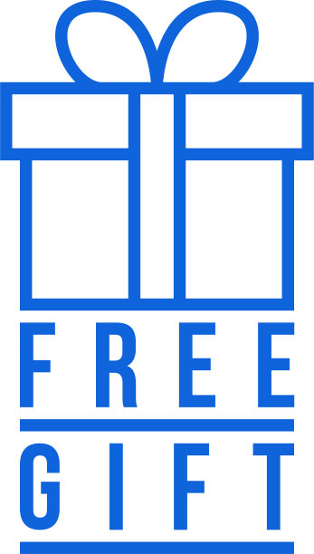 蓝色免费礼品细线标志图片下载