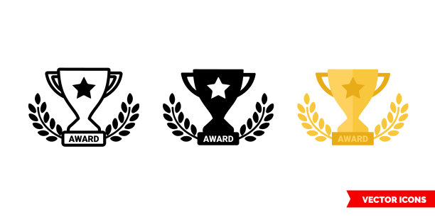奖项图标3种颜色黑白图片下载