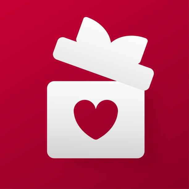 红色背景上有一颗心的大礼盒。情人节。贺卡。图片下载