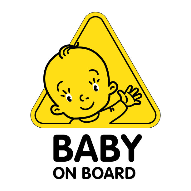 婴儿在汽车贴纸。男孩或女孩有趣的脸图片下载