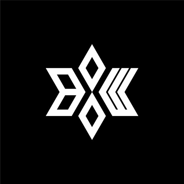 Bw标志与星形和豪华风格的交织字母图片下载