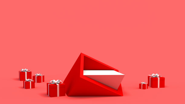 圣诞装饰产品展示的空基座。挂着礼物的圣诞横幅。模型。图片下载